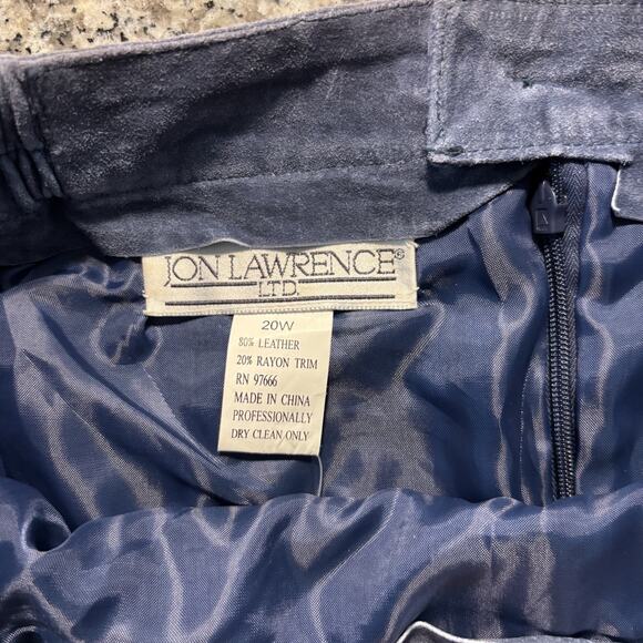 Jon Lawrence Vintage Leather Patchwork Skirt Women 20W Blue Leather 90s Western - Picture 11 of 11